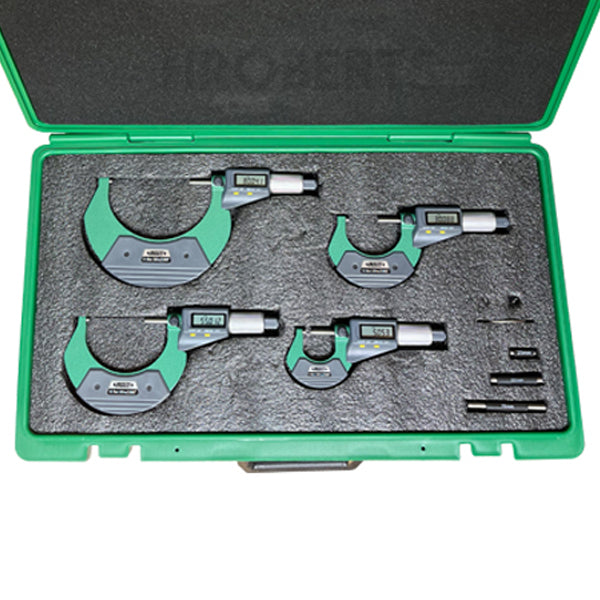 Insize 3109-1004A Micrometer Set, Range 0-100mm / 0-4", Resolution 0.001mm / 0.0005" c/w Setting Standards