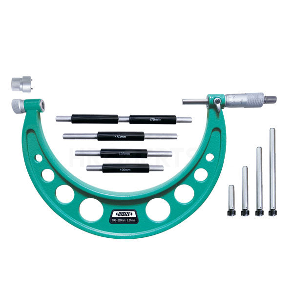 Insize 3206-200A Interchangeable Anvil Micrometer, Range 100-200mm, Graduation 0.01mm
