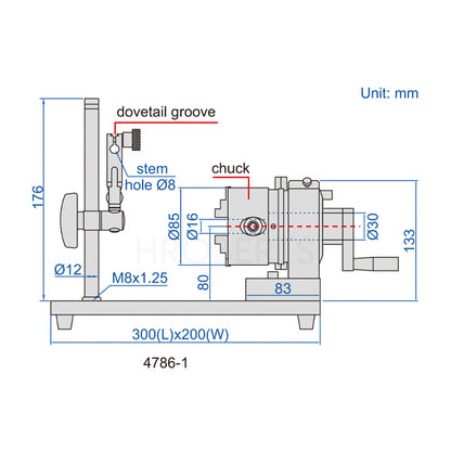 Insize 4786-1 Concentricity Gauge with Fixed Stand, 24-64mm Applicable inside Diameter, 2-70mm Applicable Outside Diameter