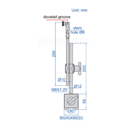 Insize 6216-80 Magnetic Stand with Fine Adjustment