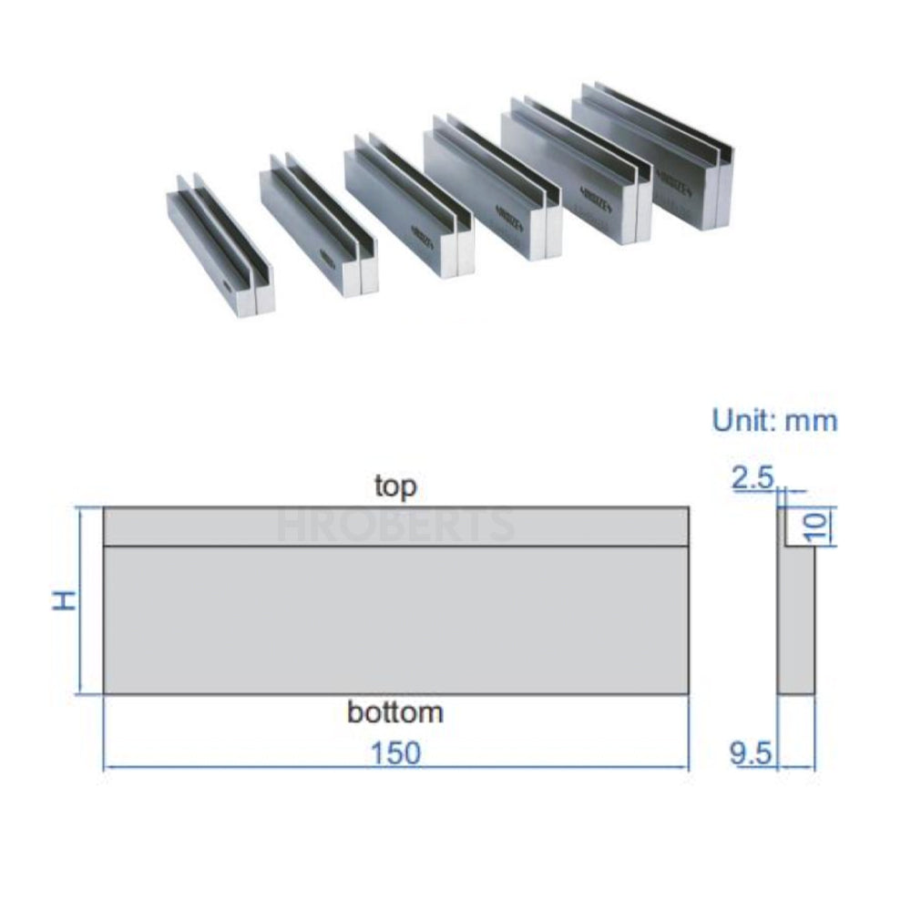 Insize  6534-6 Parallel Set - 6 Pairs - 150mm Length, 9.5mm Thickness with Step