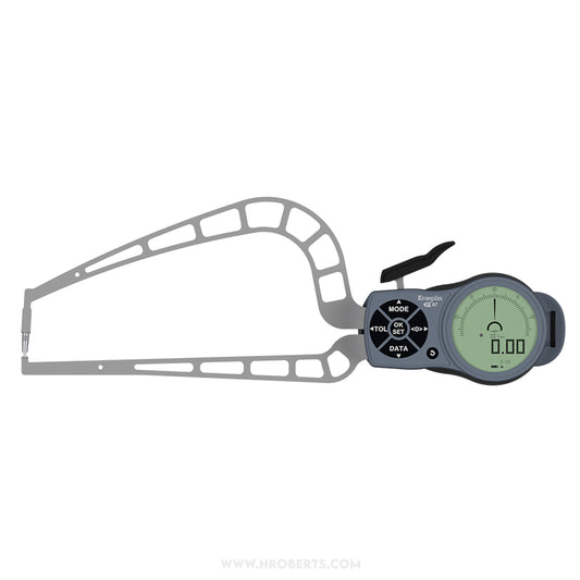 Kroeplin K4R50 Digital External Caliper Gauge, Range 0-50mm, Resolution 0.001, 0.002, 0.005, 0.01, 0.02, 0.05mm, Measuring Depth 169mm, Measuring Contact Ball 3mm Diameter, IP67 Protection, Metric / Imperial Switchable