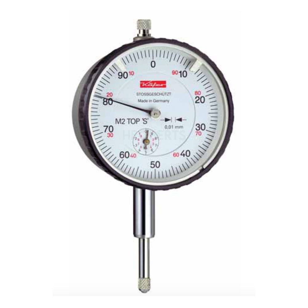 Kafer M 2 TOP 'S' Dial Indicator, Shockproof, Graduation 0.01mm, Range 10mm, Scale 0-100, Bezel Diameter 58mm