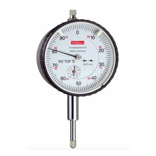 Kafer M 2 TOP 'S' Dial Indicator, Shockproof, Graduation 0.01mm, Range 10mm, Scale 0-100, Bezel Diameter 58mm
