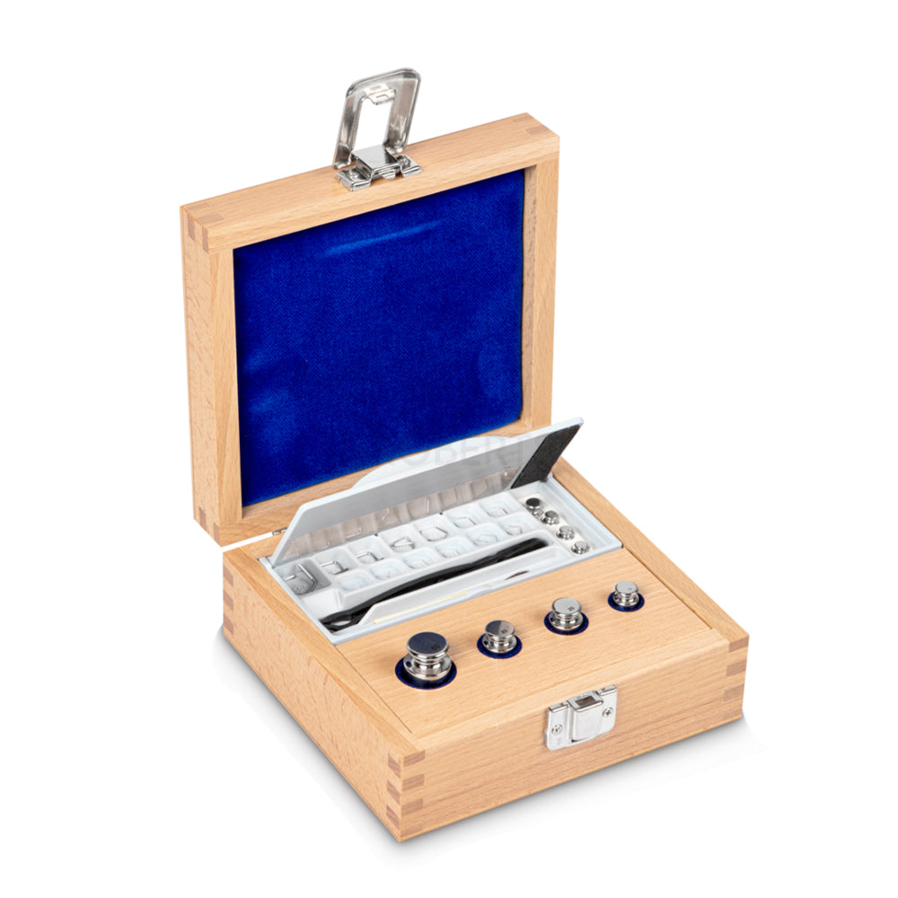 Kern 303-2 Weight set, E1, 1 mg - 50 g, Knob, stainless steel polished, in wooden case