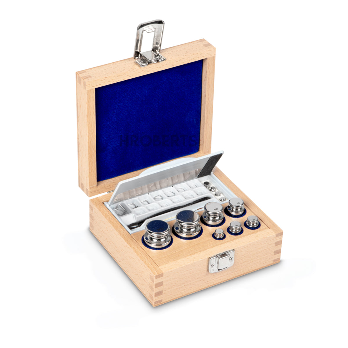 Kern 303-04 Weight set, E1, 1 mg - 200 g, Knob, stainless steel polished, in wooden case