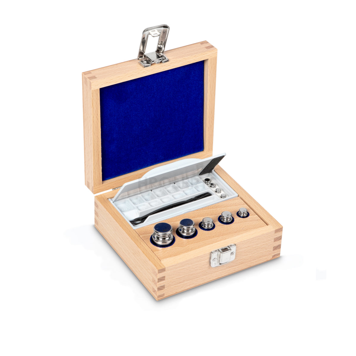 Kern 304-03 Weight set, E1, 1 g - 100 g, Knob, stainless steel polished, in wooden case