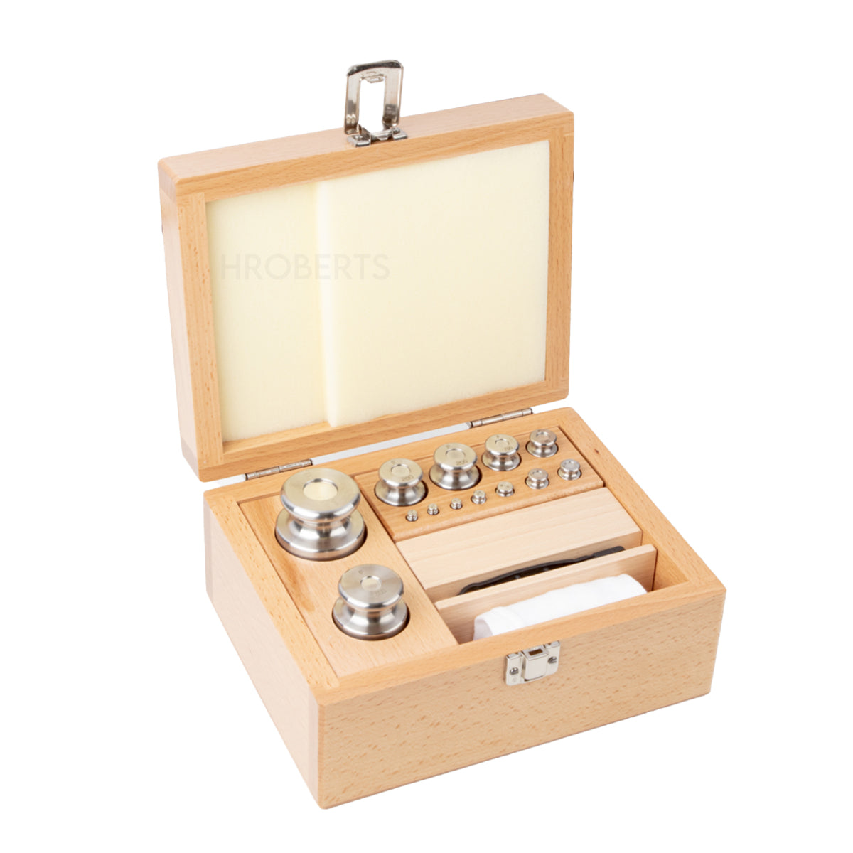 Kern 334-07 Weight set, F2, 1 g - 2 kg, Knob, stainless steel fine turned, in wooden case