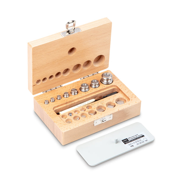 Kern 343-02 Weight set, M1, 1 mg - 50 g, Knob, stainless steel fine turned, in wooden case