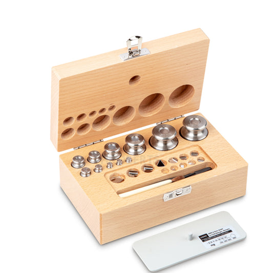 Kern 343-04 Weight set, M1, 1 mg - 200 g, Knob, stainless steel fine turned, in wooden case