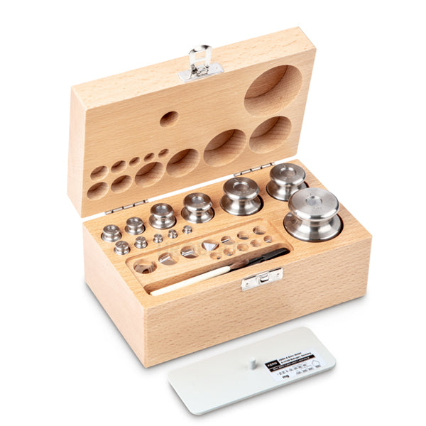 Kern 343-05 Weight set, M1, 1 mg - 500 g, Knob, stainless steel fine turned, in wooden case