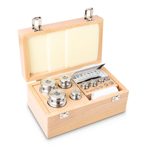 Kern 343-07 Weight set, M1, 1 mg - 2 kg, Knob, stainless steel fine turned, in wooden case