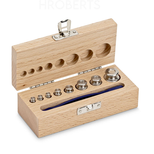 Kern 344-02 Weight set, M1, 1 g - 50 g, Knob, stainless steel fine turned, in wooden case