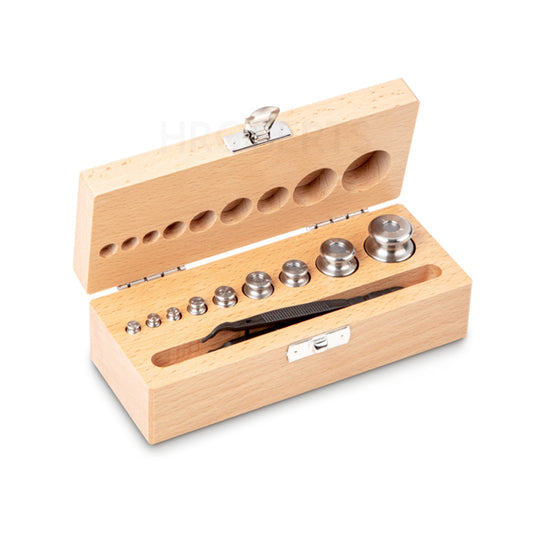 Kern 344-03 Weight set, M1, 1 g - 100 g, Knob, stainless steel fine turned, in wooden case