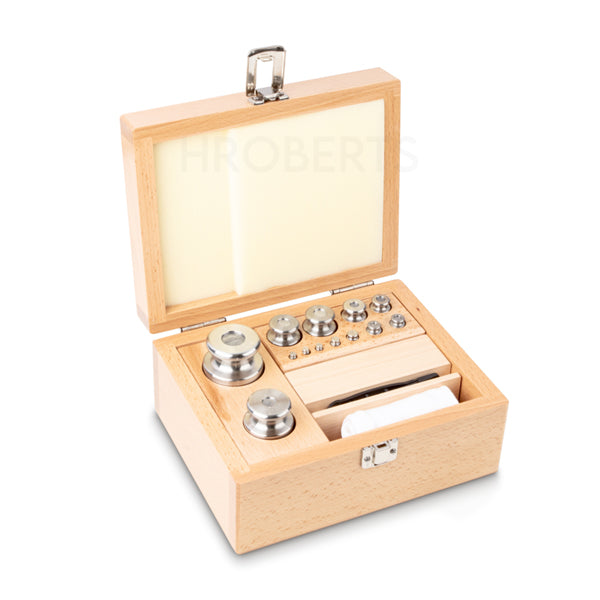 Kern 344-06 Weight set, M1, 1 g - 1 kg, Knob, stainless steel fine turned, in wooden case