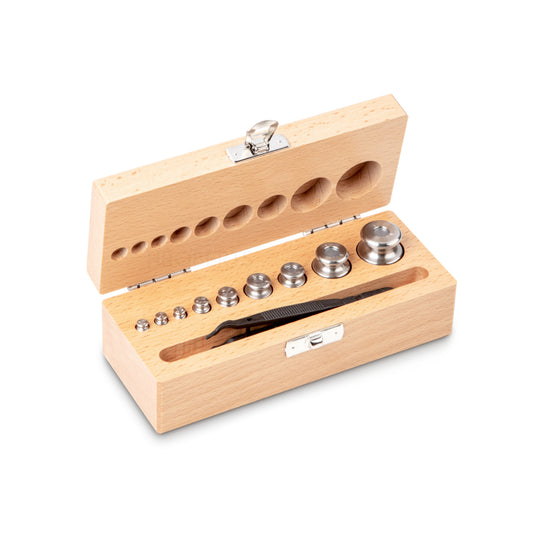 Kern 354-03 Weight set, M2, 1 g - 100 g, Knob, stainless steel fine turned, in wooden case