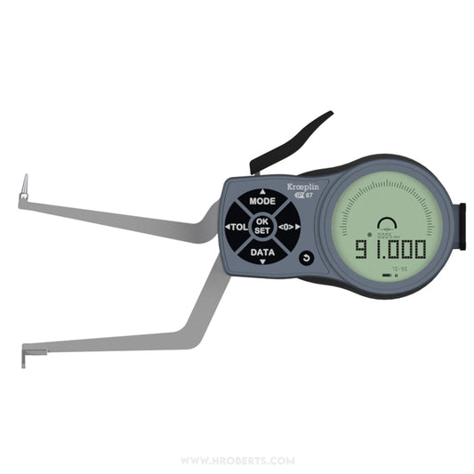 Kroeplin L270P3 Digital Internal Caliper Gauge, 3-Point Contact, Range 70-90mm, Resolution 0.001, 0.002, 0.005, 0.01, 0.02, 0.05mm, Measuring Depth 84mm, Measuring Contact Ball 1mm Diameter, IP67 Protection, Metric / Imperial Switchable