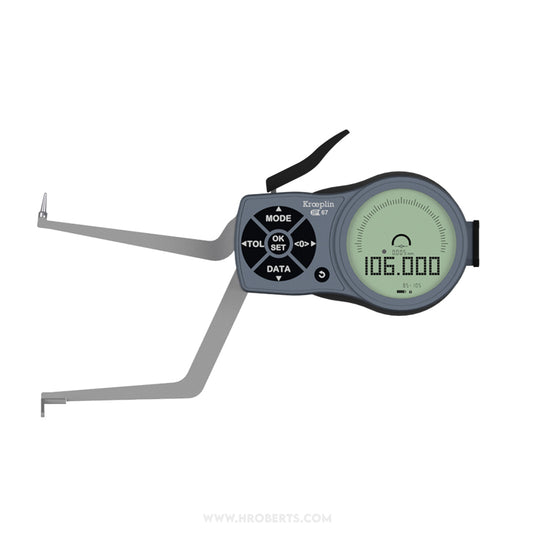 Kroeplin L285P3 Digital Internal Caliper Gauge, 3-Point Contact, Range 85-105mm, Resolution 0.001, 0.002, 0.005, 0.01, 0.02, 0.05mm, Measuring Depth 84mm, Measuring Contact Ball 1mm Diameter, IP67 Protection, Metric / Imperial Switchable