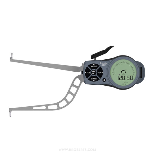 Kroeplin L390 Digital Internal Caliper Gauge, Range 90-120mm, Resolution 0.001, 0.002, 0.005, 0.01, 0.02, 0.05mm, Measuring Depth 132mm, Measuring Contact Ball 2mm Diameter, IP67 Protection, Metric / Imperial Switchable