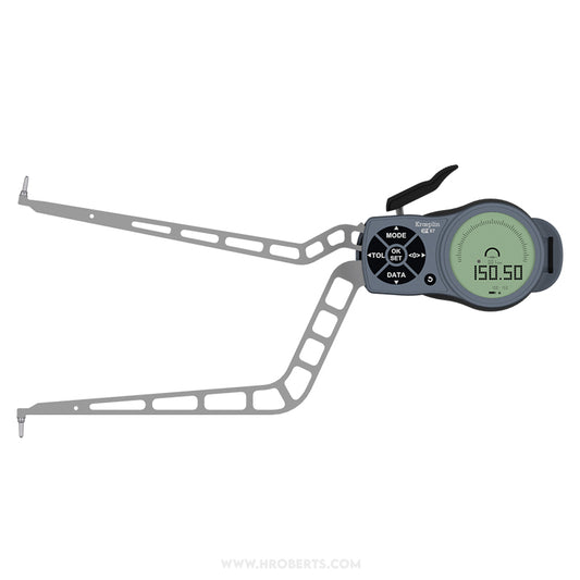 Kroeplin L4100 Digital Internal Caliper Gauge, Range 100-150mm, Resolution 0.001, 0.002, 0.005, 0.01, 0.02, 0.05mm, Measuring Depth 192mm, Measuring Contact Ball 2mm Diameter, IP67 Protection, Metric / Imperial Switchable