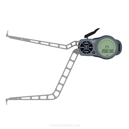 Kroeplin L4150 Digital Internal Caliper Gauge, Range 150-200mm, Resolution 0.001, 0.002, 0.005, 0.01, 0.02, 0.05mm, Measuring Depth 192mm, Measuring Contact Ball 2mm Diameter, IP67 Protection