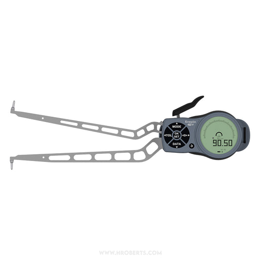 Kroeplin L440 Digital Internal Caliper Gauge, Range 40-90mm, Resolution 0.001, 0.002, 0.005, 0.01, 0.02, 0.05mm, Measuring Depth 192mm, Measuring Contact Ball 2mm Diameter, IP67 Protection, Metric / Imperial Switchable