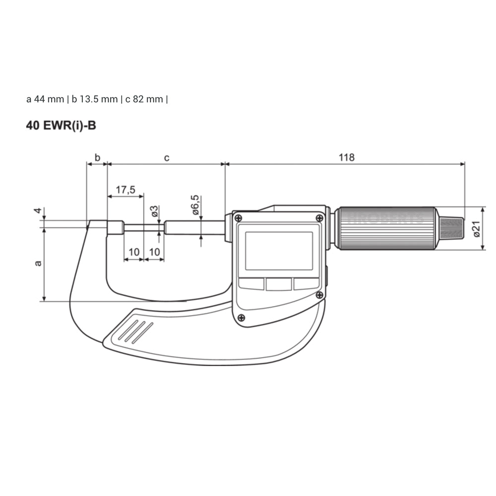Mahr 4157133 Micromar 40 EWRi-B Digital Spline Micrometer, IP65, Range 25-50mm / 1-2", Graduation 0.001mm / 0.00005", With intergrated Wireless Data Output