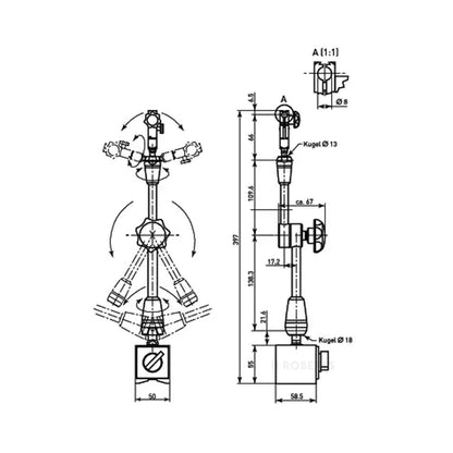 Mitutoyo 011359 Universal Magnetic Stand, 280mm Working Radius