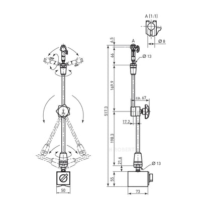 Mitutoyo 011360 Universal Magnetic Stand, 400mm Working Radius