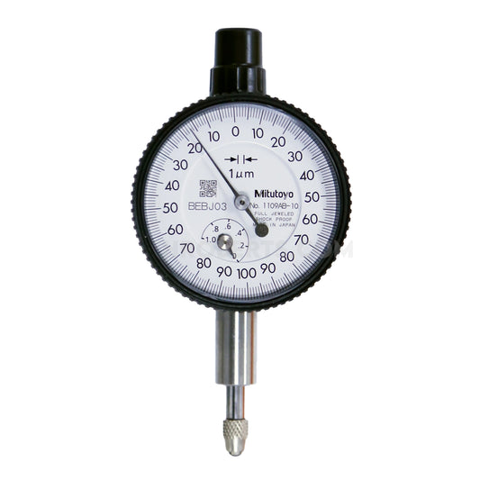 Mitutoyo 1109A-10 Dial Indicator, Graduation 0.001mm, Range 1mm, Scale 0-100-0, Bezel Diameter 40mm