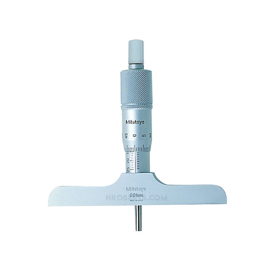 Mitutoyo 128-102 Depth Micrometer, Range 0-25mm, Graaduation 0.01mm, Base 101.6 x 16mm