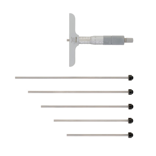 Mitutoyo 129-116 Interchangeable Rod Depth Micrometer, Range 0-150mm, Graduation 0.01mm, Base 101.6 x 16mm