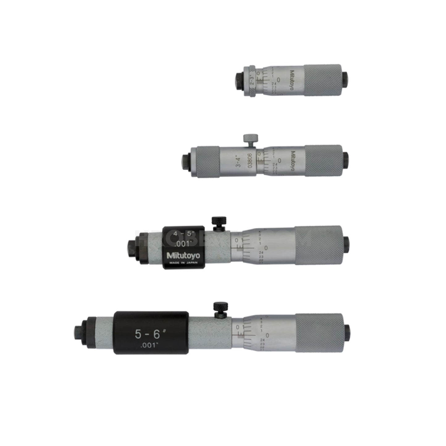 Mitutoyo 133-903 Tubular Inside Micrometer Set, Range 2-6", Graduation 0.001"