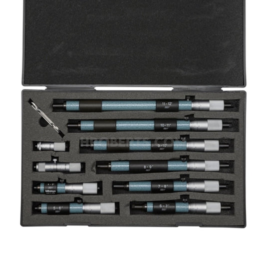 Mitutoyo 133-904 Tubular Inside Micrometer Set, Range 2-12", Graduation 0.001"