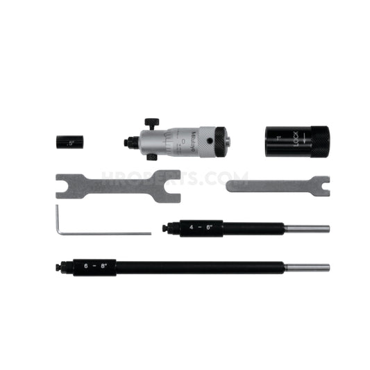 Mitutoyo 141-208 Interchangeable Rod Inside Micrometer, Range 2-8", Graduation 0.001"