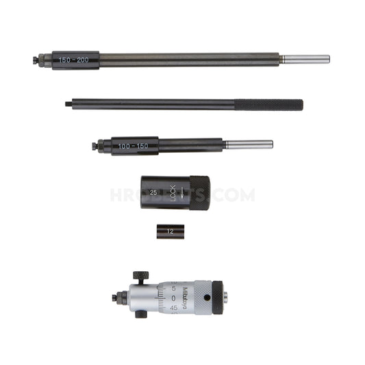Mitutoyo 141-211 Interchangeable Rod Inside Micrometer, Range 50-200mm, Graduation 0.01mm