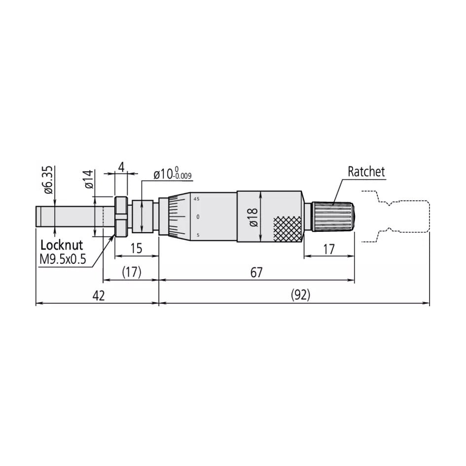 Mitutoyo 150-832 Standard Micrometer Head, Range 0-1", Graduation 0.001"