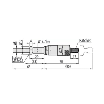 Mitutoyo 151-239 Standard Micrometer Head, Range 0-1", Graduation 0.001"