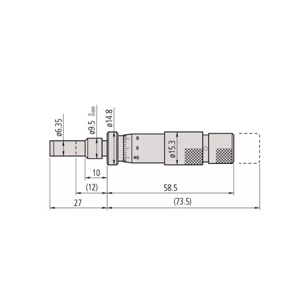 Mitutoyo 153-206 Standard Micrometer Head, Range 0-1", Graduation 0.0001"
