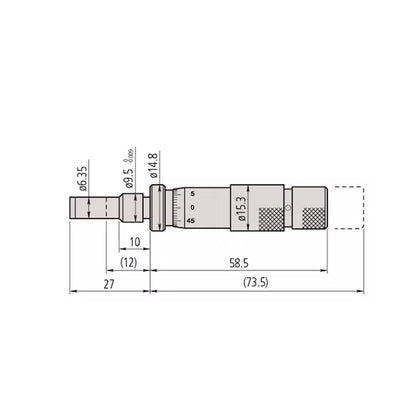 Mitutoyo 153-206 Standard Micrometer Head, Range 0-1", Graduation 0.0001"