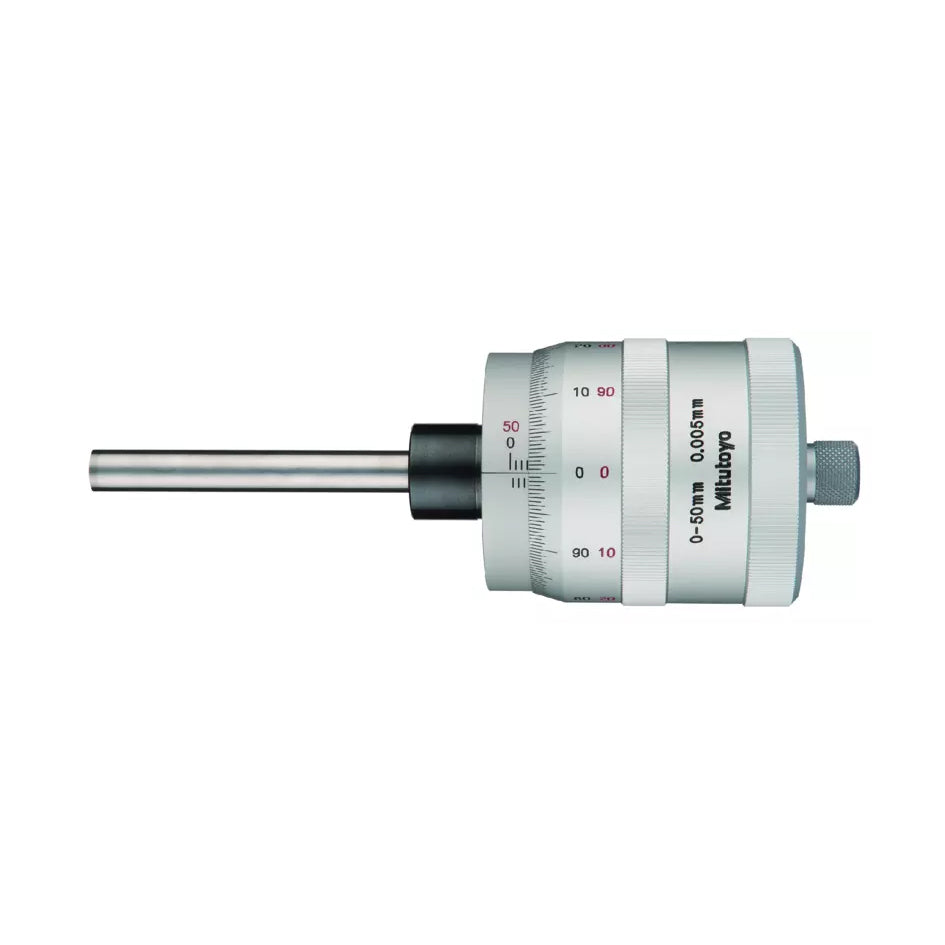 Mitutoyo 197-101 Large Diameter Thimble Micrometer Head, Range 0-50mm, Graduation 0.005mm