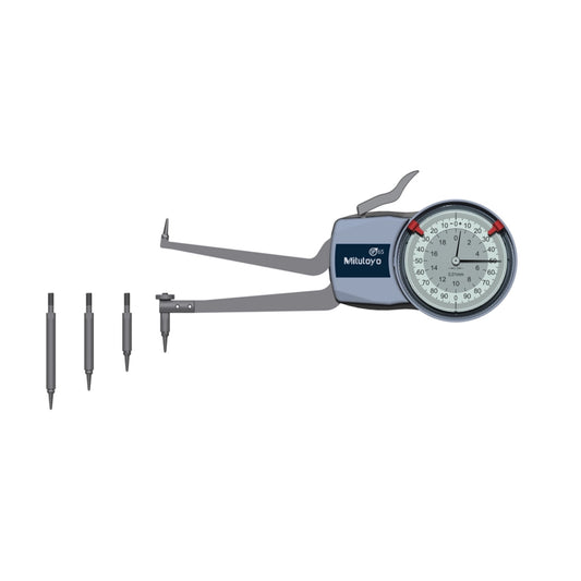 Mitutoyo 209-310 Inside Interchangeable Dial Caliper Gauge, Range 50-100mm, Graduation 0.01mm