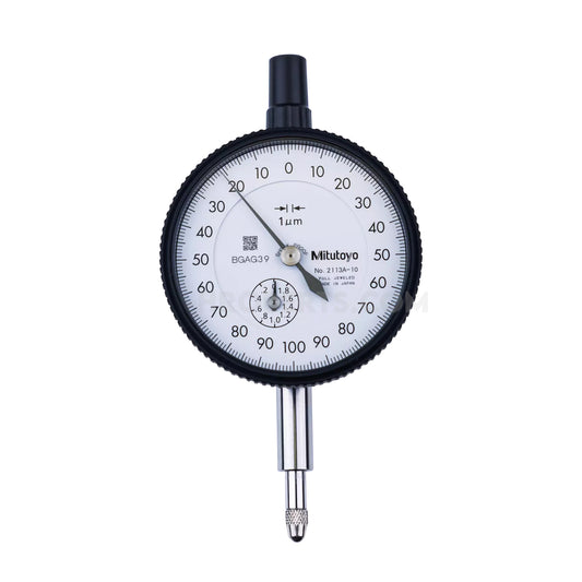 Mitutoyo 2113A-10 Dial Indicator, Graduation 0.001mm, Range 2mm, Scale 0-100-0, Bezel Diameter 57mm