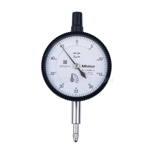 Mitutoyo 2124A-10 Dial Indicator, Graduation 0.005mm, Range 5mm, Scale 0-50, Bezel Diameter 57mm