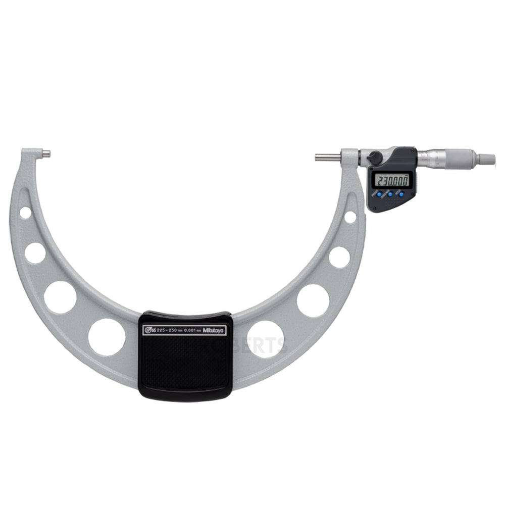 Mitutoyo 293-255-30 Digimatic Digital Micrometer (Metric Only), Range 225-250mm, Resolution 0.001mm, IP65, with SPC Data Output