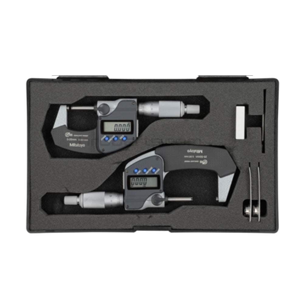 Mitutoyo 293-966-30 Digital Micrometer Set, Range 0-50mm, Graduation 0.001mm c/w Setting Standards