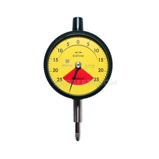 Mitutoyo 2971AB Dial Indicator, One Revolution, Graduation 0.01mm, Range 0.5mm, Scale 25-0-25, Bezel Diameter 57mm
