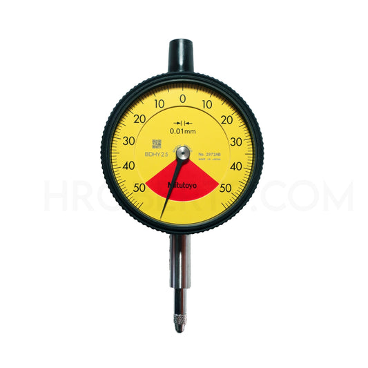 Mitutoyo 2972AB Dial Indicator, One Revolution, Graduation 0.01mm, Range 1mm, Scale 50-0-50, Bezel Diameter 57mm