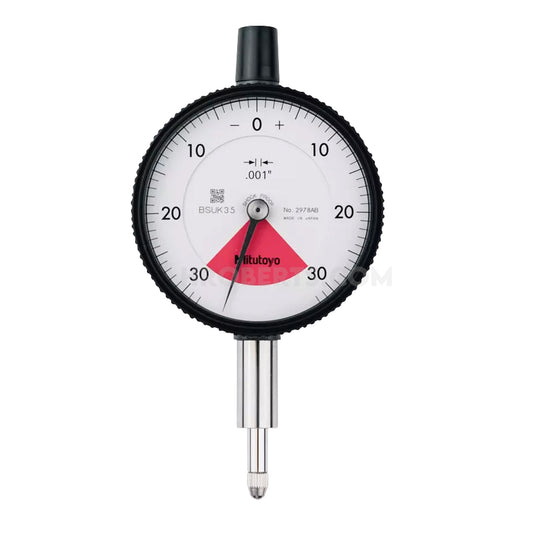 Mitutoyo 2978AB Dial Indicator, One Revolution, Graduation 0.001", Range 0.06", Scale 30-0-30, Bezel Diameter 2.24"