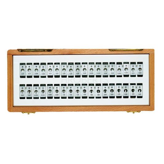 Mitutoyo 313-101 Three Wire Unit Set, 0.17mm to 3.200mm Wire Dia, 18 Pairs, Support Spindle Dia 6.35mm